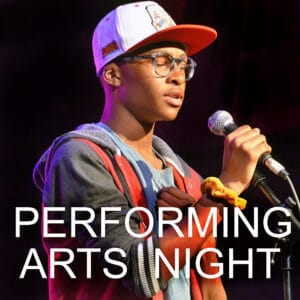 Singer performing during Performing Arts Night.