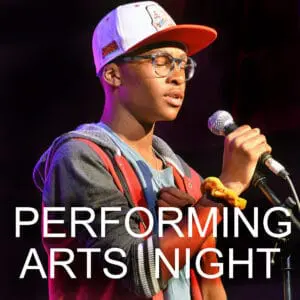 Singer performing during Performing Arts Night.