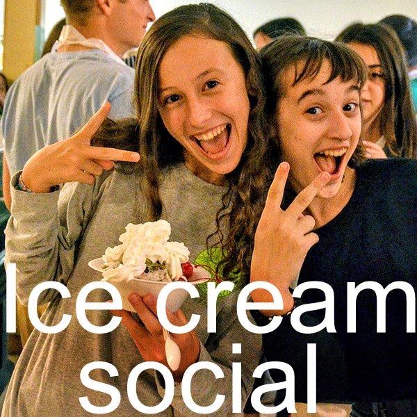 Group enjoying treats during the ice cream social.