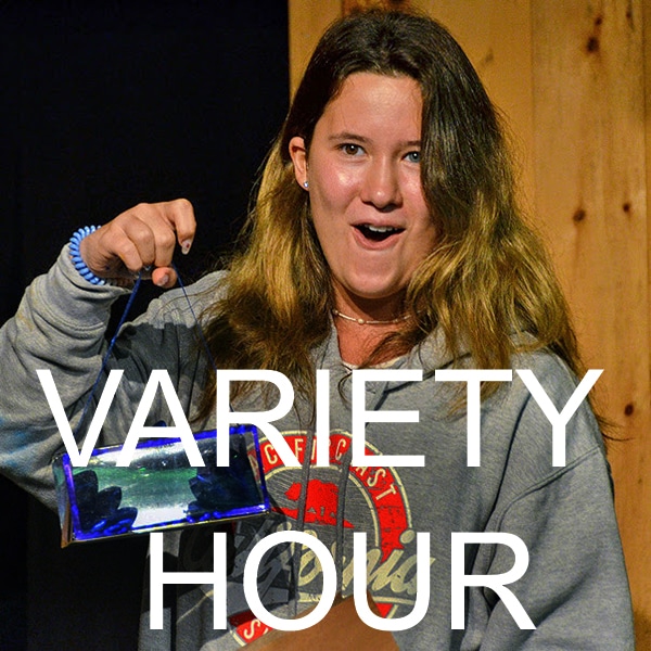 Performer entertaining the crowd during Variety Hour.