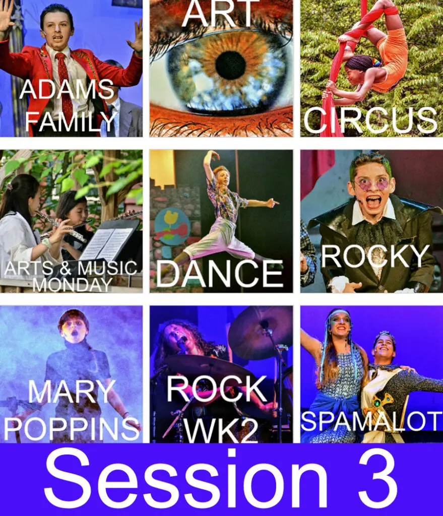 Long Lake Camp Session 3 collage of performances.