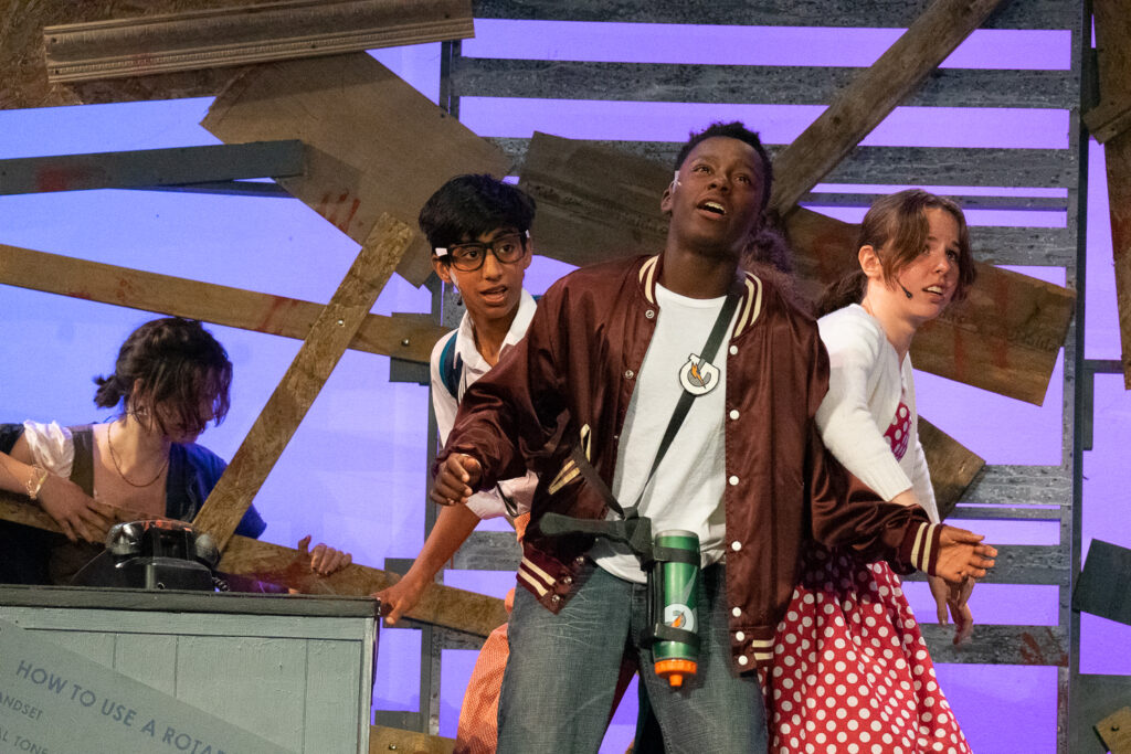 Long Lake Camp zombie stage production with young actors.