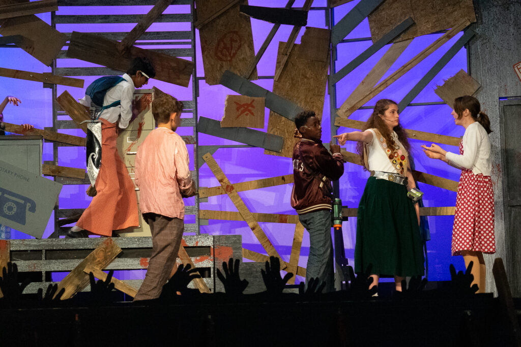 Long Lake Camp theater kids performing zombie scene.