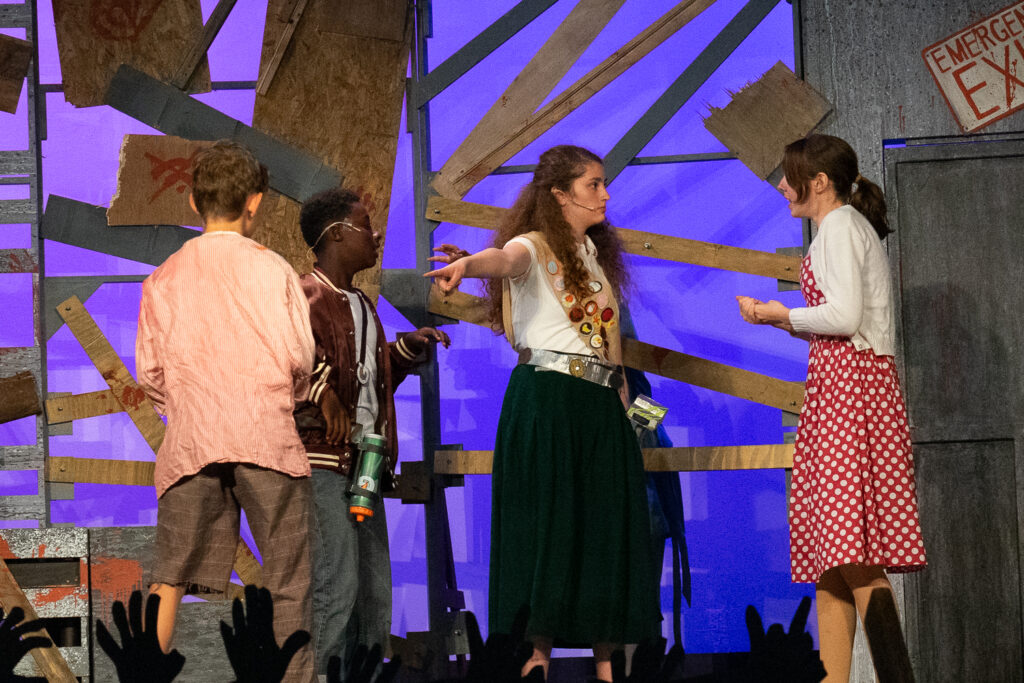 Long Lake Camp zombie stage production with young actors.