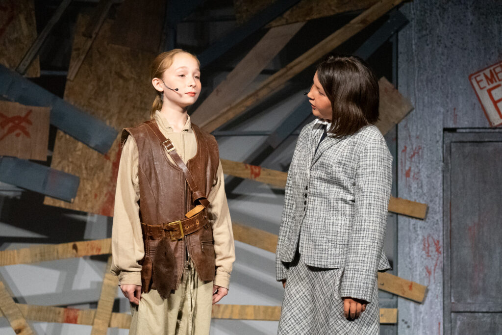 Long Lake Camp zombie stage production with young actors.