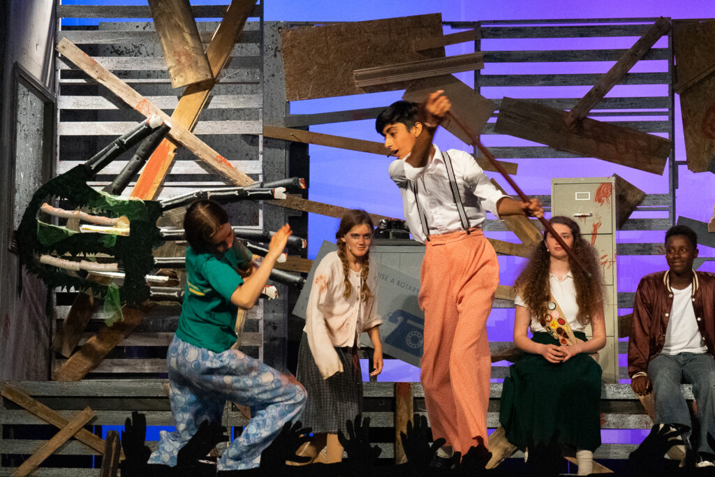 Long Lake Camp zombie stage production with young actors.