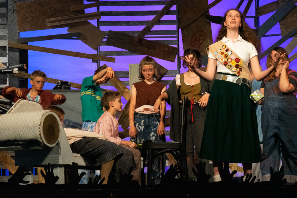 Long Lake Camp zombie stage production with young actors.