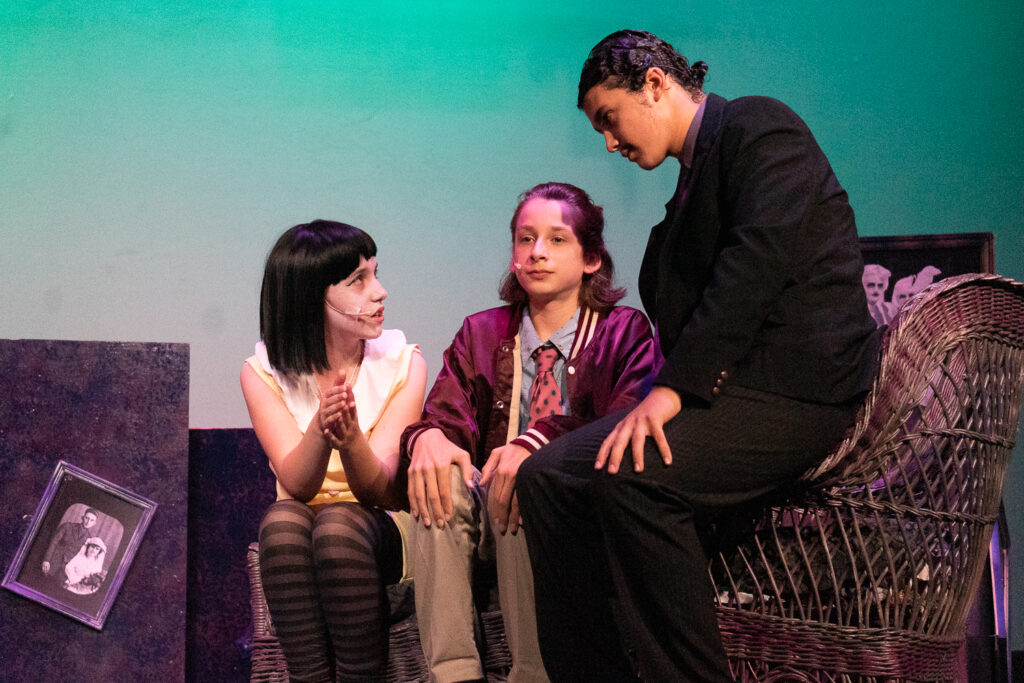 Long Lake Camp for the Arts kids in an Addams Family stage scene