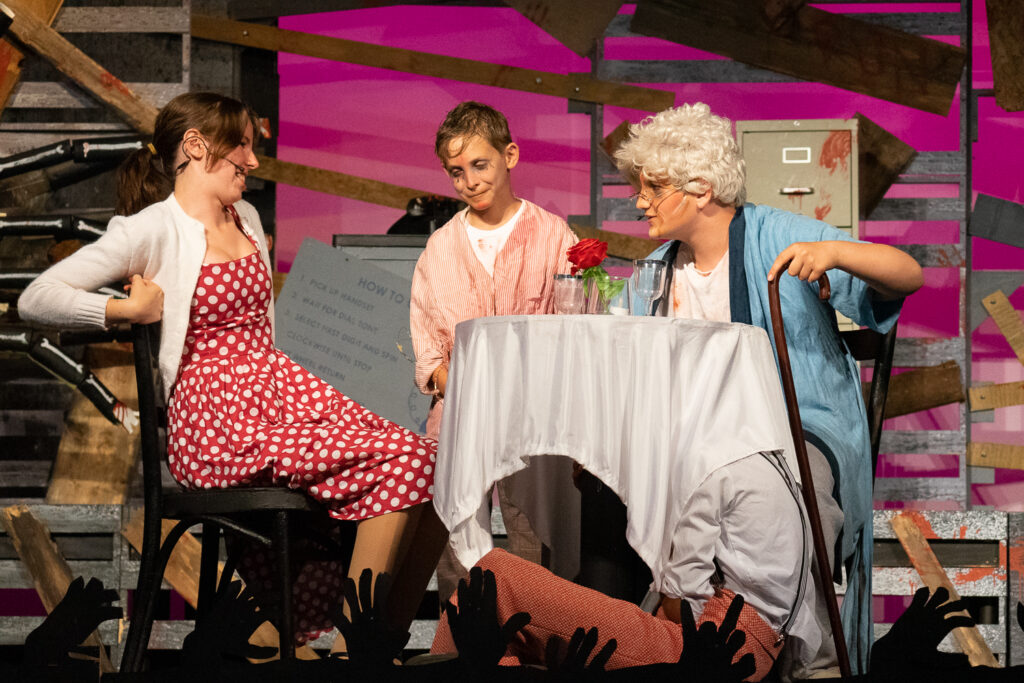 Long Lake Camp zombie stage production with young actors.