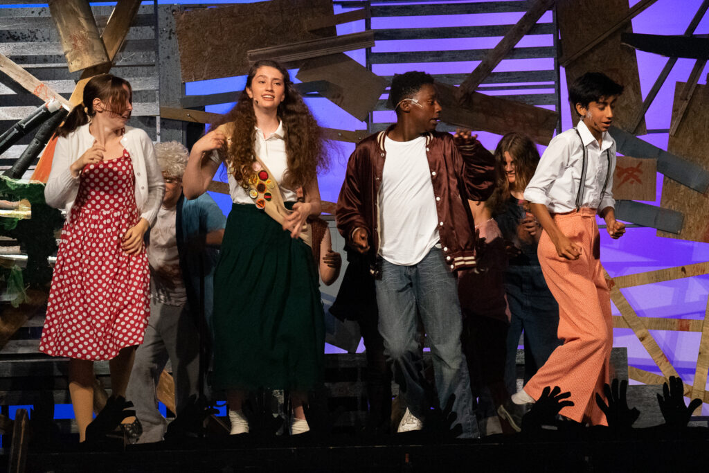 Long Lake Camp zombie stage production with young actors.