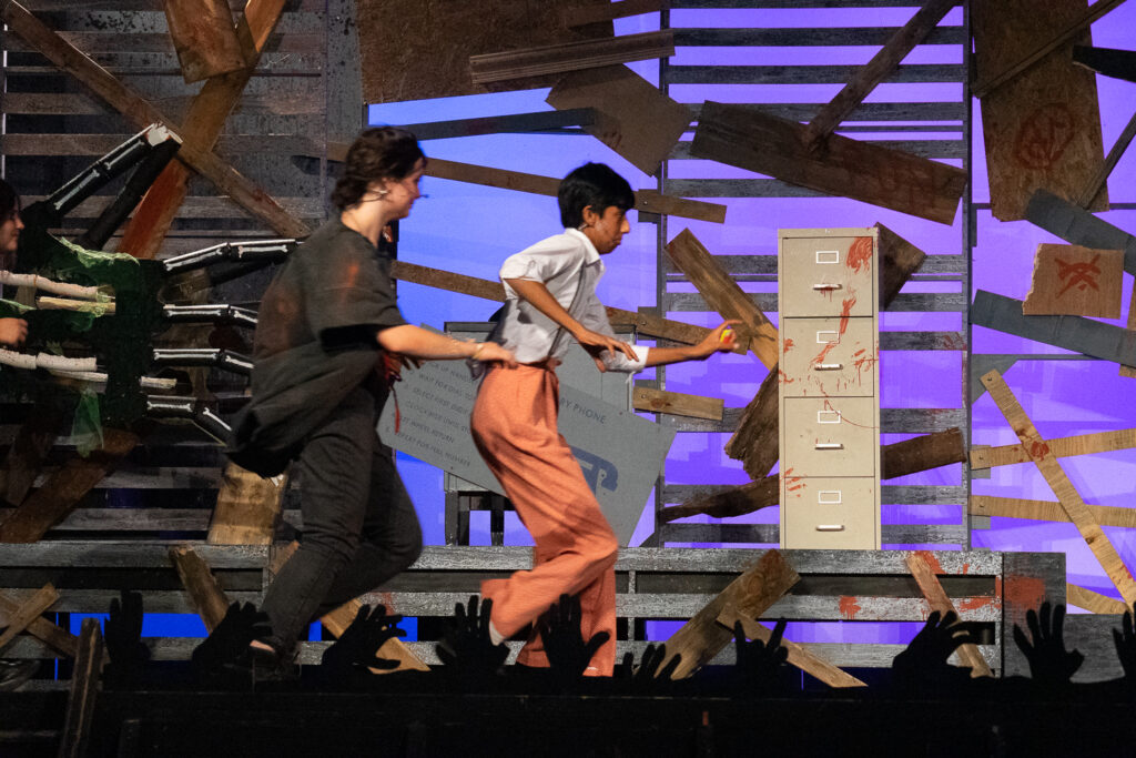 Long Lake Camp zombie stage production with young actors.