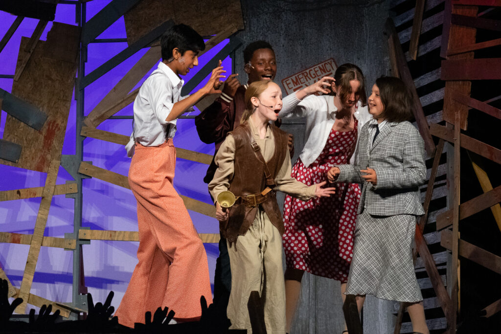Long Lake Camp theater kids performing zombie scene.