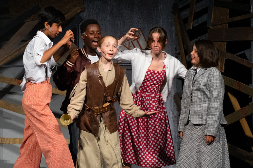 Long Lake Camp zombie stage production with young actors.
