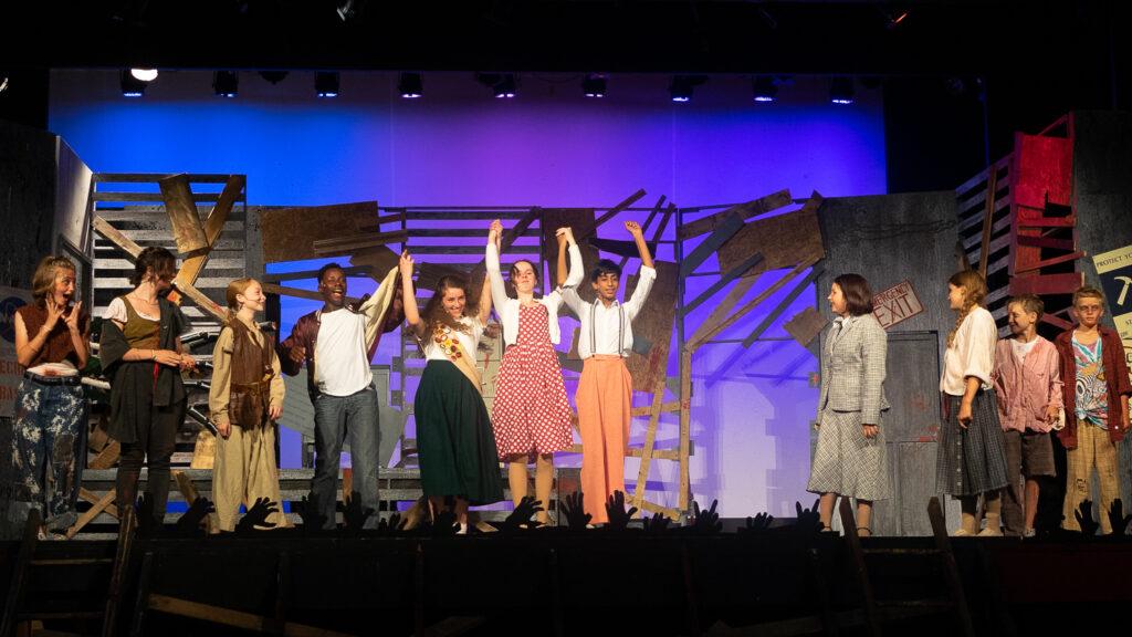 Long Lake Camp theater kids performing zombie scene.