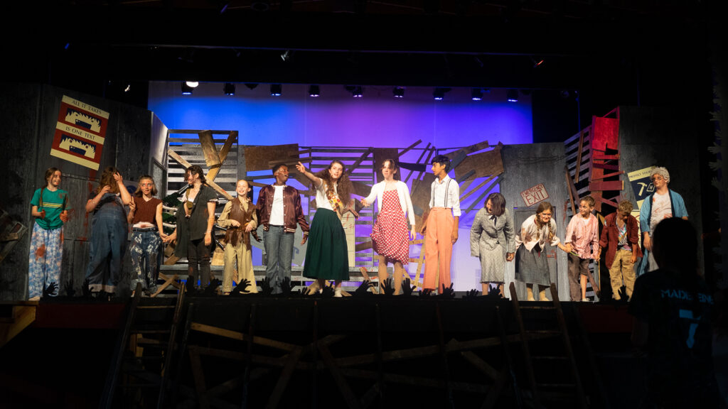 Long Lake Camp zombie stage production with young actors.