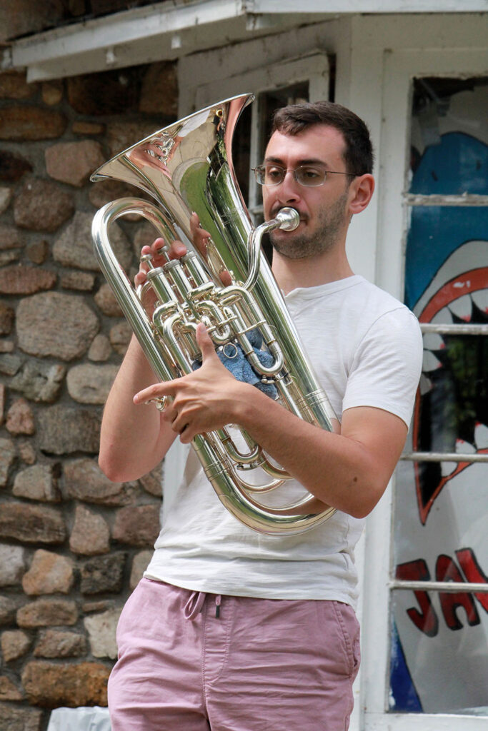 Brass musician playing euphonium at Long Lake Camp