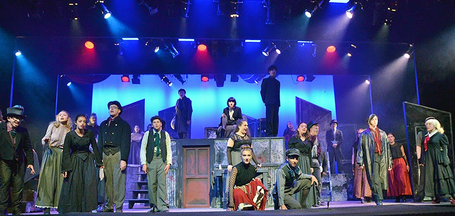 sweeney-todd-cast-performance – Long Lake Camp For The Arts Cast of the play Sweeney Todd performing on stage with strong presence and confidence