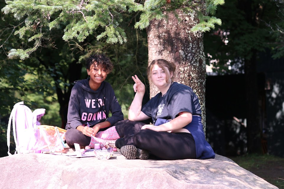 teen-girls-friendship-theater-camp – Long Lake Camp For The Arts Two teen girls smiling and bonding at an overnight theater camp