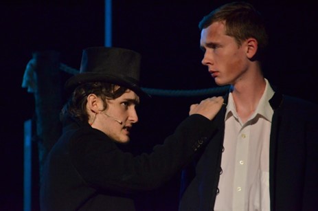 boy-group-performance-camp – Long Lake Camp For The Arts Boys acting together in a scene during a summer theater production