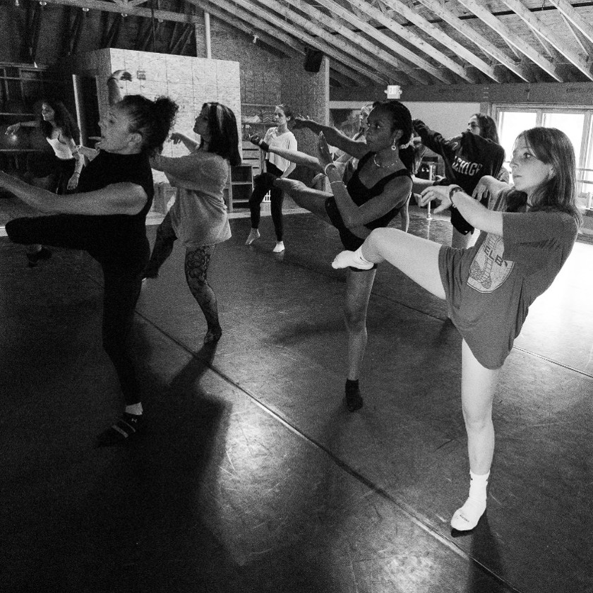 Picture2 – Long Lake Camp For The Arts Campers practicing a synchronized dance routine together during rehearsal