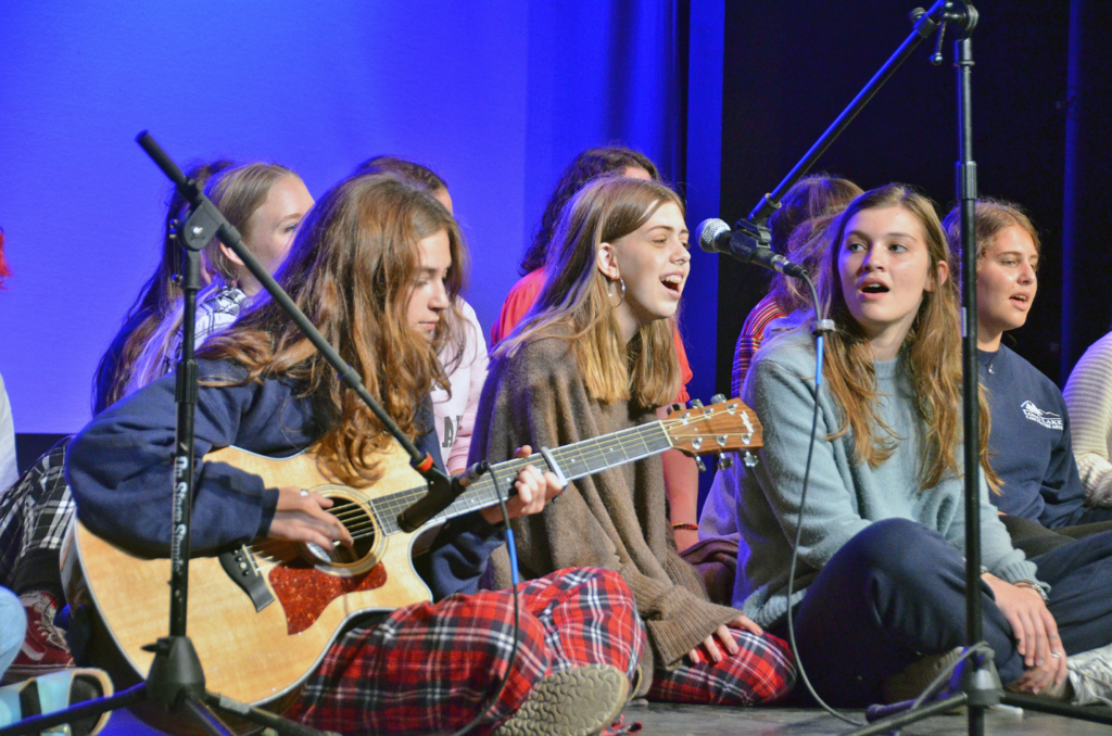 Picture45 – Long Lake Camp For The Arts A group of teenagers performing on stage