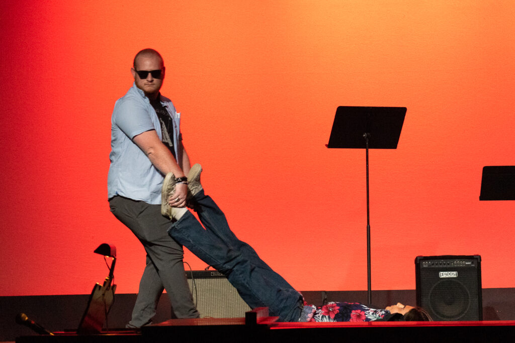 Picture12 – Long Lake Camp For The Arts Campers performing an improvisational theater scene on stage