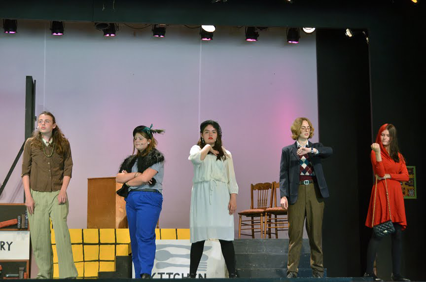 Picture34 – Long Lake Camp For The Arts Group of kids performing together during a theater production at summer camp